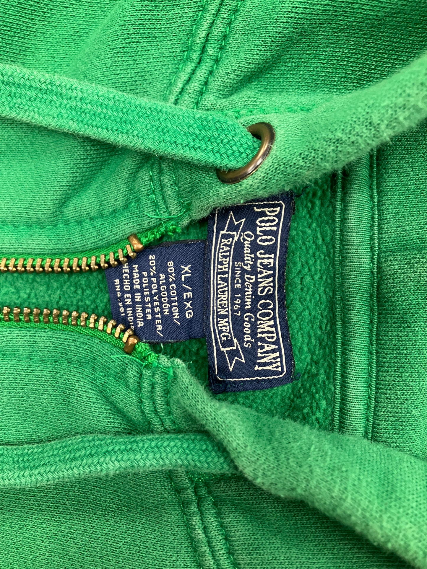 XL-Polo Jeans Company Green Zip Logo Hoodie