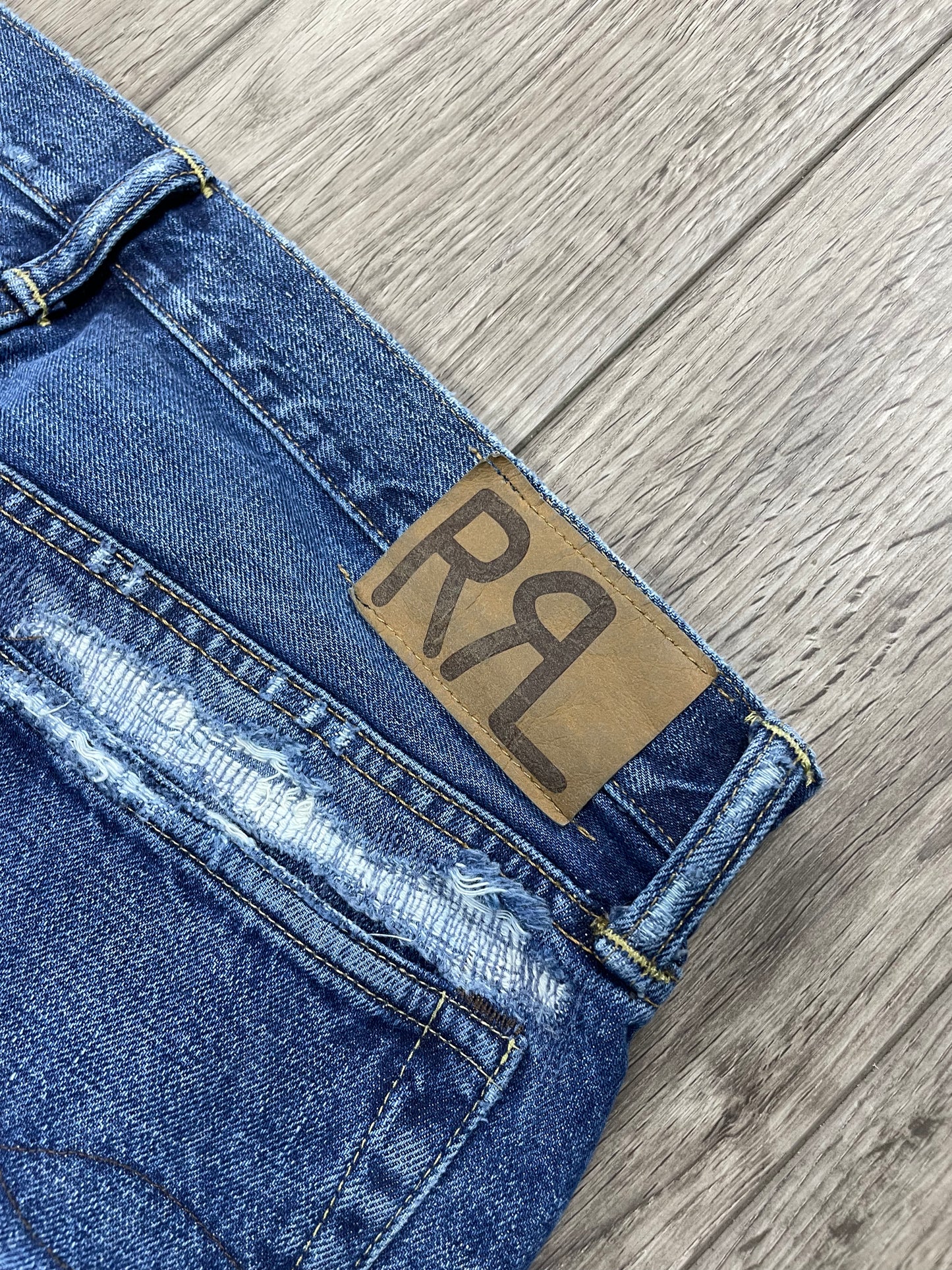 34-RRL Slim Fit Distressed Jeans