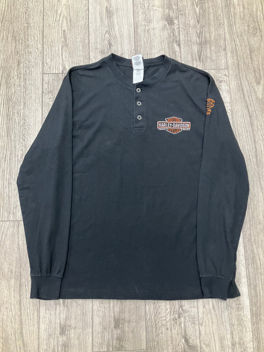 Harley Davidson Henley Long Sleeve Tee Size L