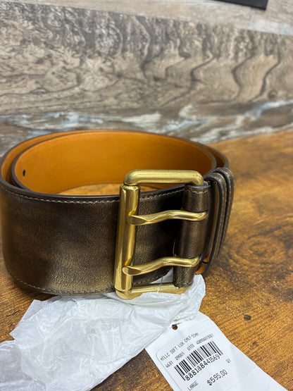 L - Ralph Lauren Metallic Calfskin Double Prong Bronze Belt
