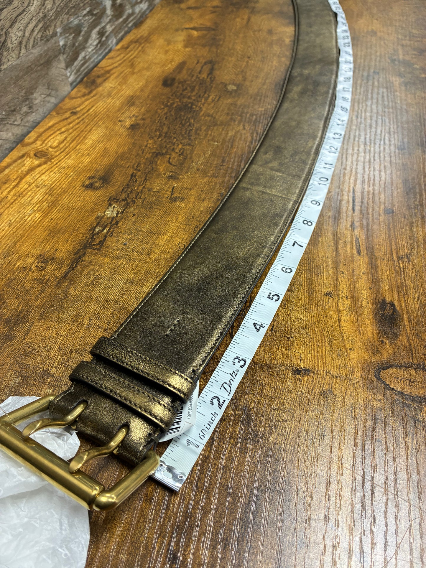 L - Ralph Lauren Metallic Calfskin Double Prong Bronze Belt
