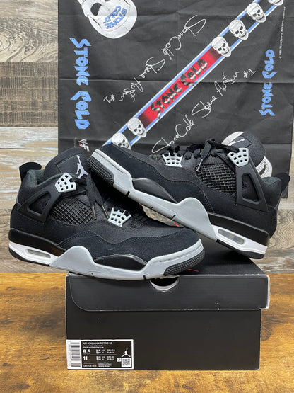 9.5-Air Jordan 4 Black Canvas