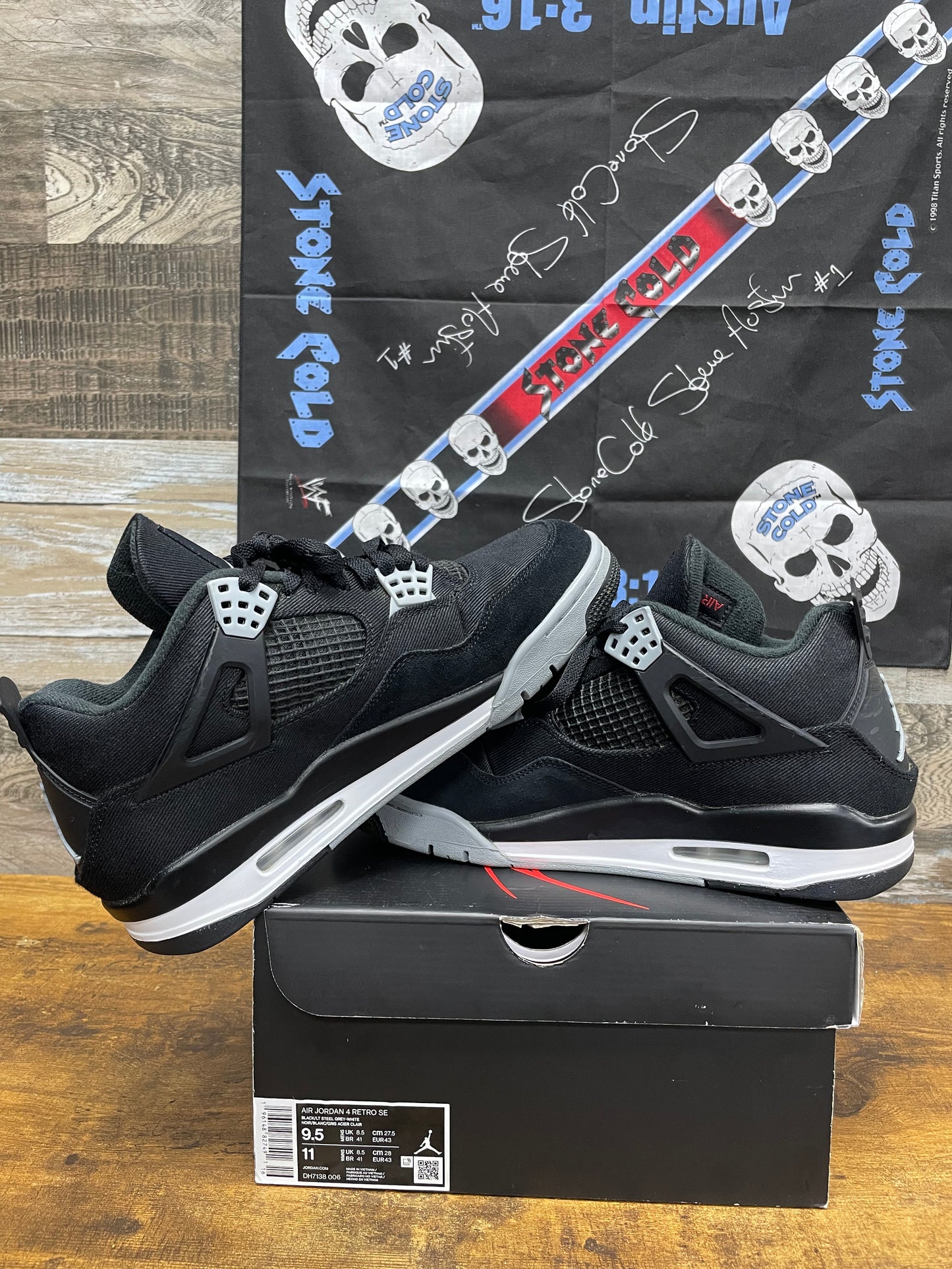 9.5-Air Jordan 4 Black Canvas