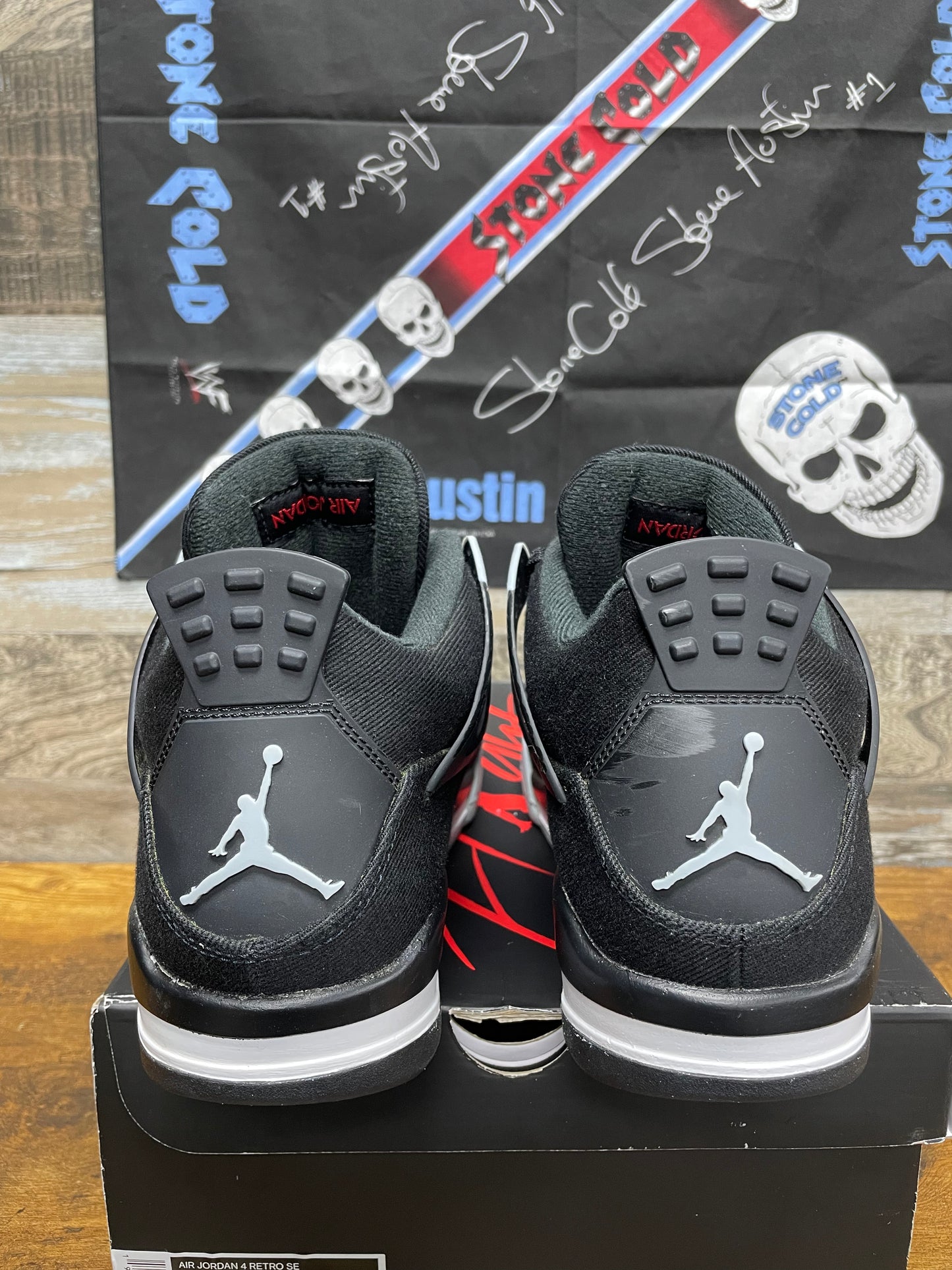 9.5-Air Jordan 4 Black Canvas
