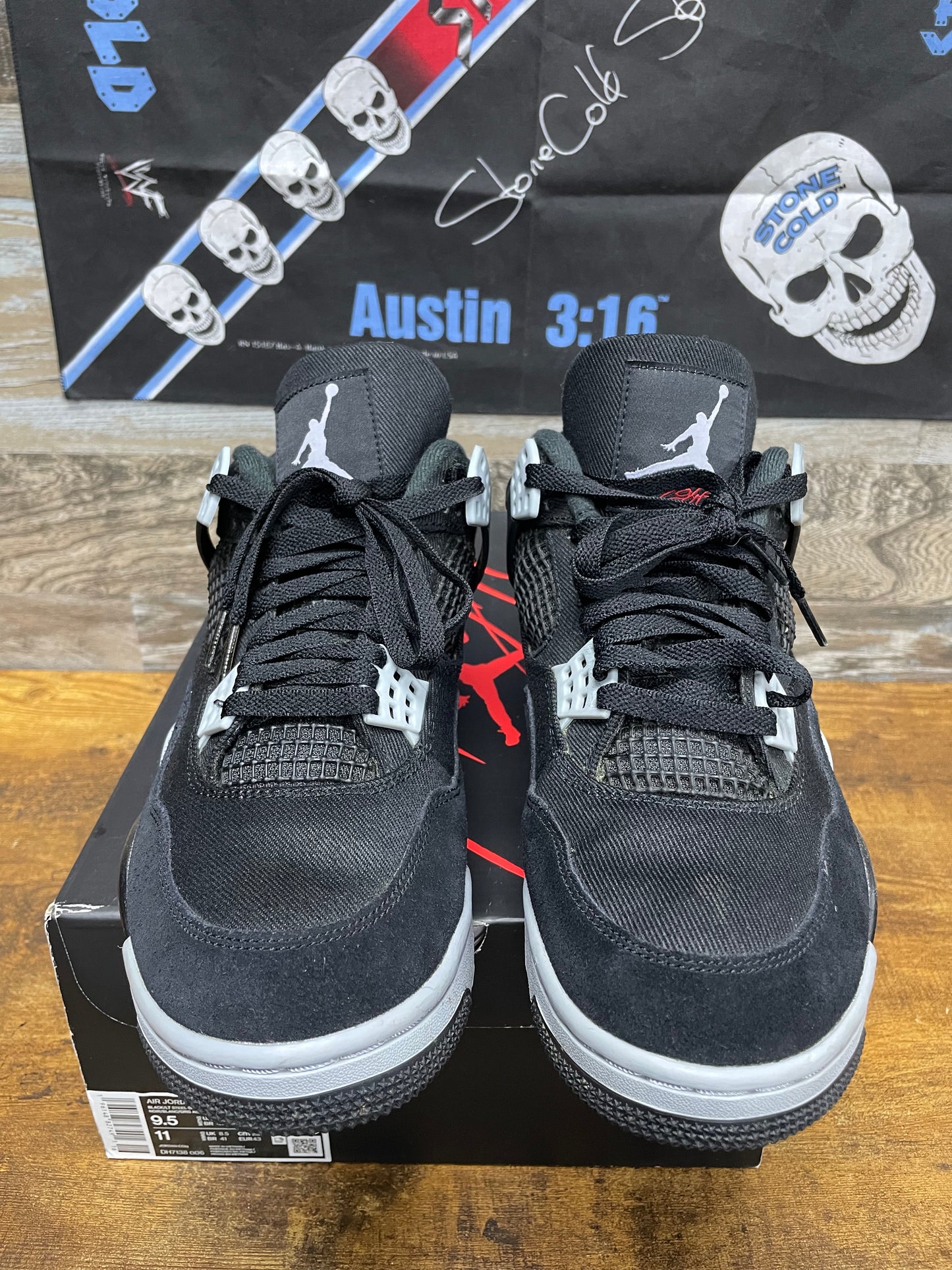 9.5-Air Jordan 4 Black Canvas