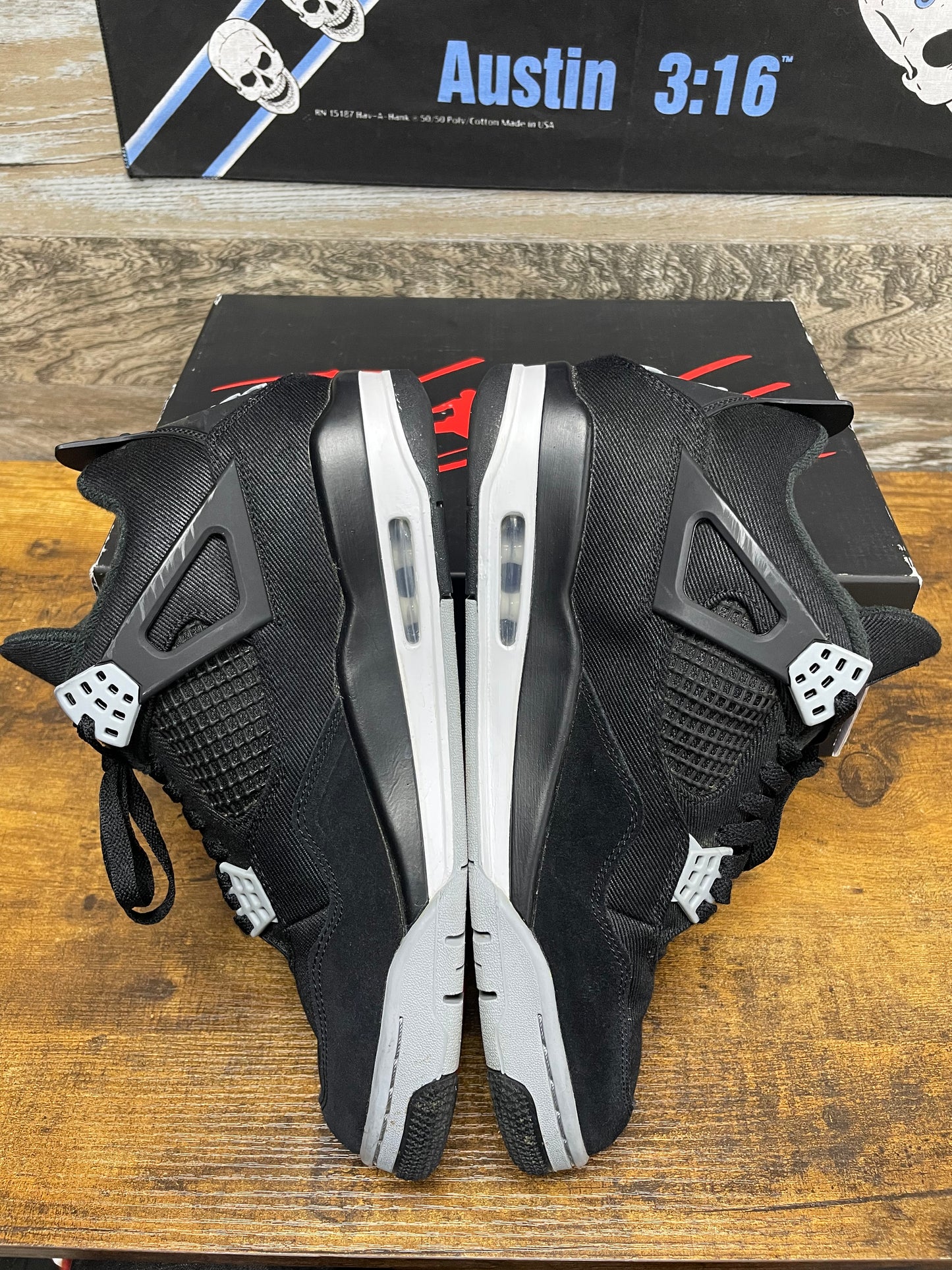 9.5-Air Jordan 4 Black Canvas