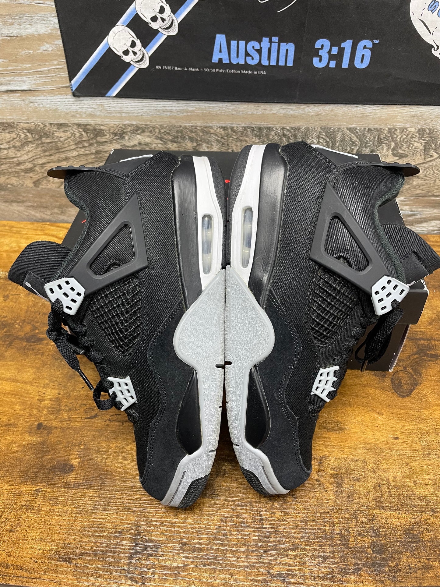 9.5-Air Jordan 4 Black Canvas