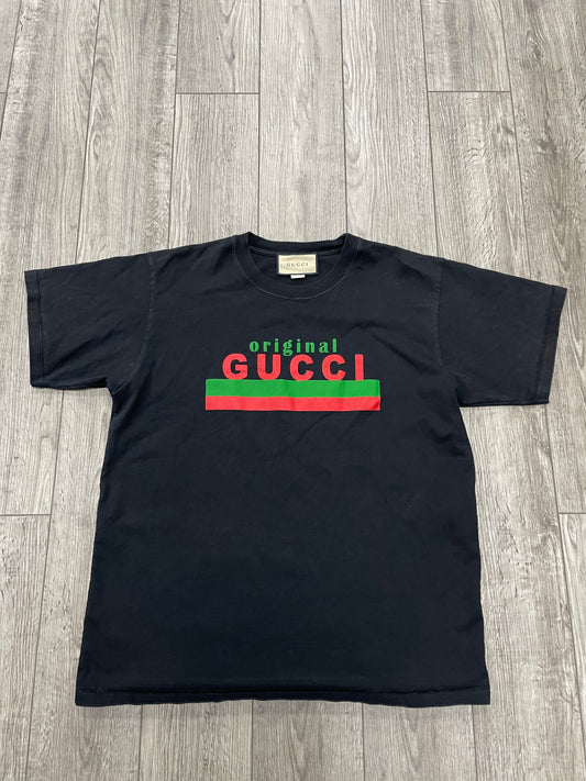 S-Gucci Originals Print Oversized Black Tee