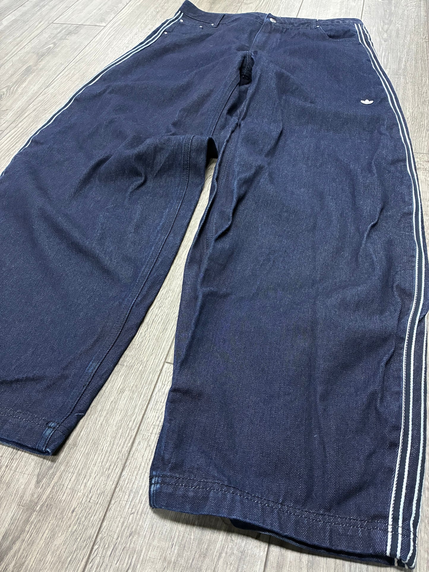 34 - Adidas Originals 3-Stripe Wide Leg Denim Jeans