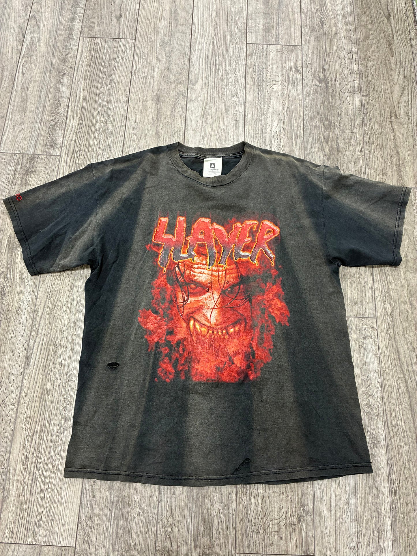 XL - Vintage 2000 Slayer Red Demon Face Faded Black T-Shirt