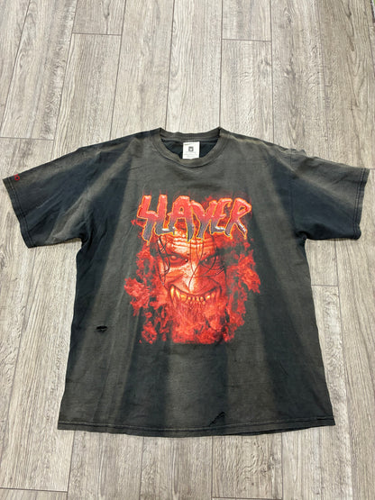 XL - Vintage 2000 Slayer Red Demon Face Faded Black T-Shirt