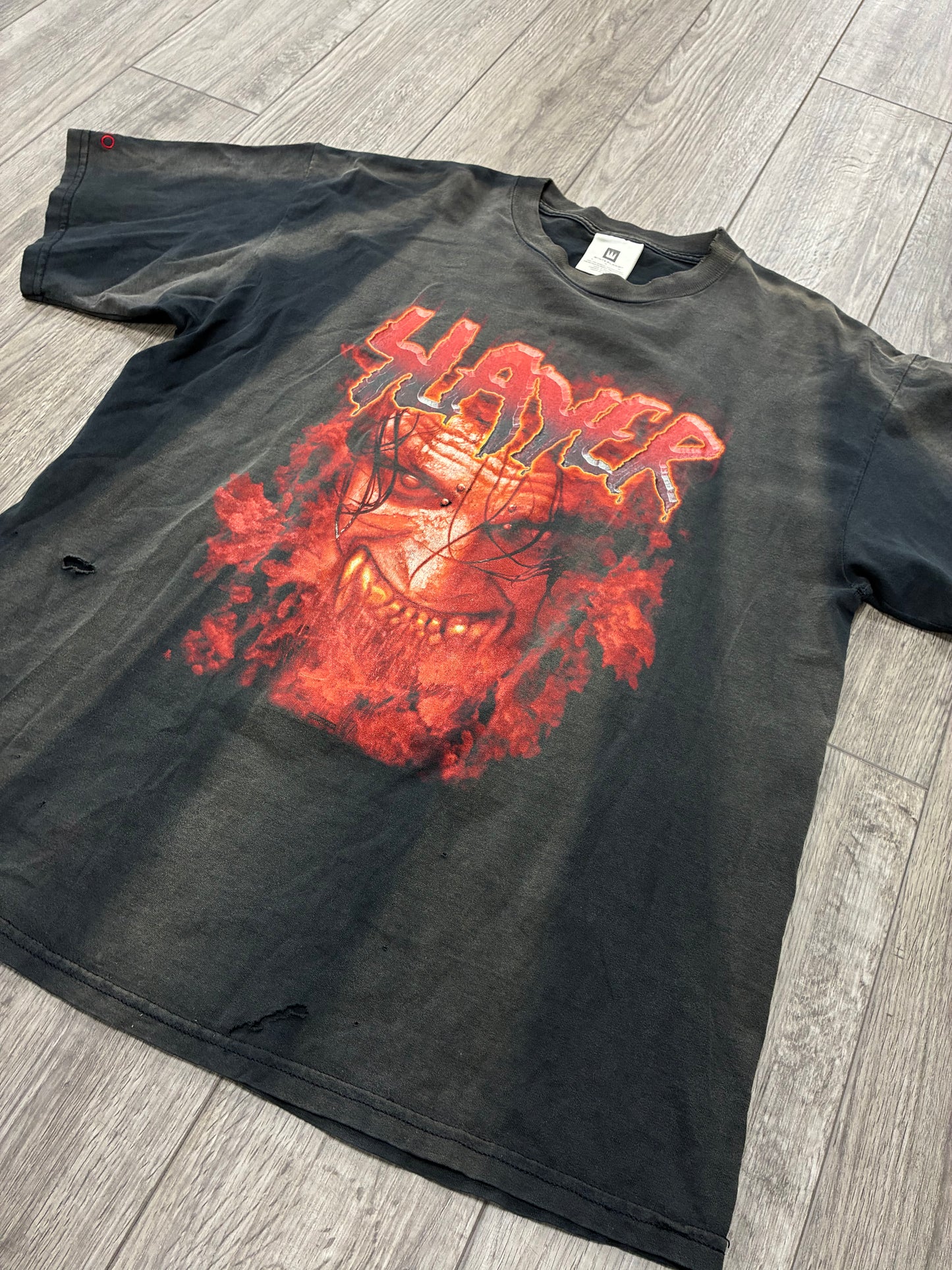 XL - Vintage 2000 Slayer Red Demon Face Faded Black T-Shirt