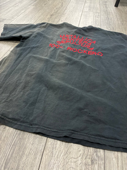 XL - Vintage 2000 Slayer Red Demon Face Faded Black T-Shirt