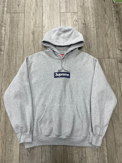 L-Supreme Box Logo Heather Grey Hoodie