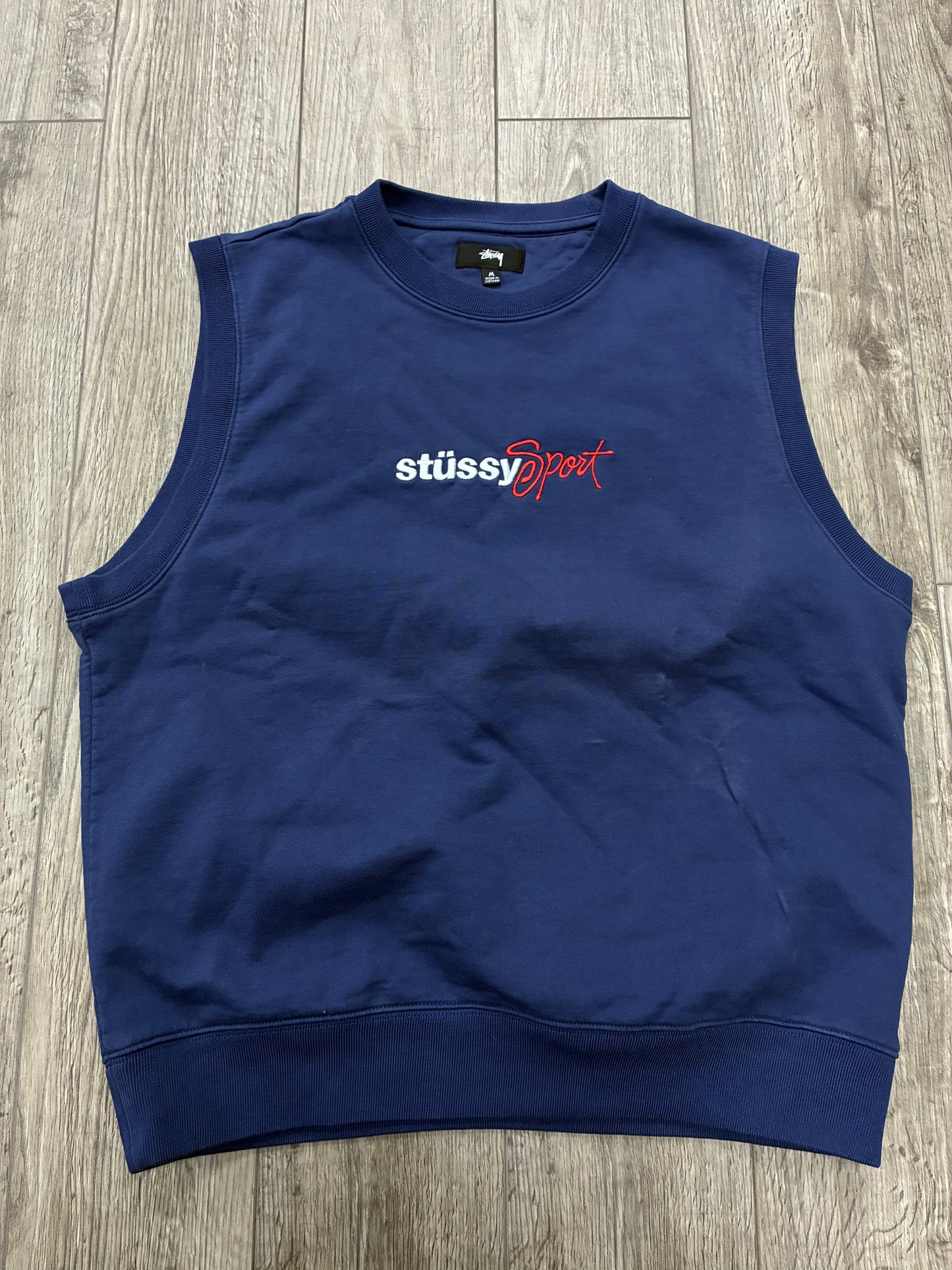 M - Stussy Sport Navy Fleece Vest