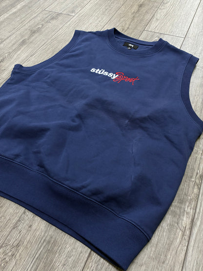 M - Stussy Sport Navy Fleece Vest