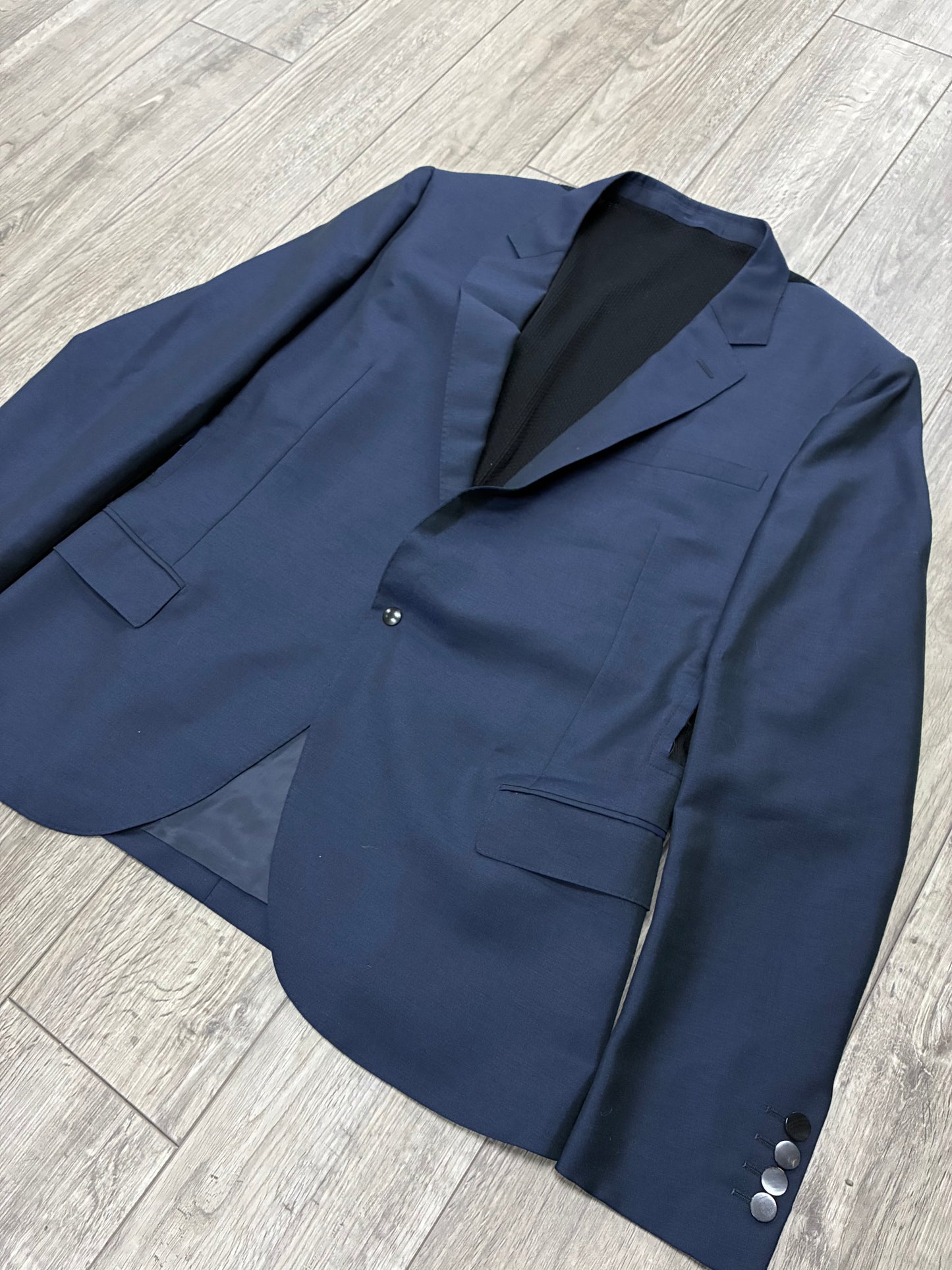 54/M - Lanvin Hybrid Knit Navy Blazer Jacket