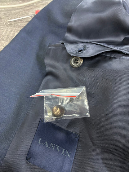 54/M - Lanvin Hybrid Knit Navy Blazer Jacket