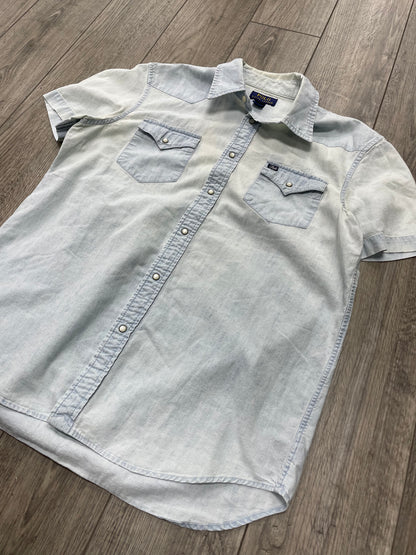 XL-Polo Ralph Lauren Light-Wash Denim Western Snap Shirt