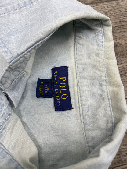 XL-Polo Ralph Lauren Light-Wash Denim Western Snap Shirt