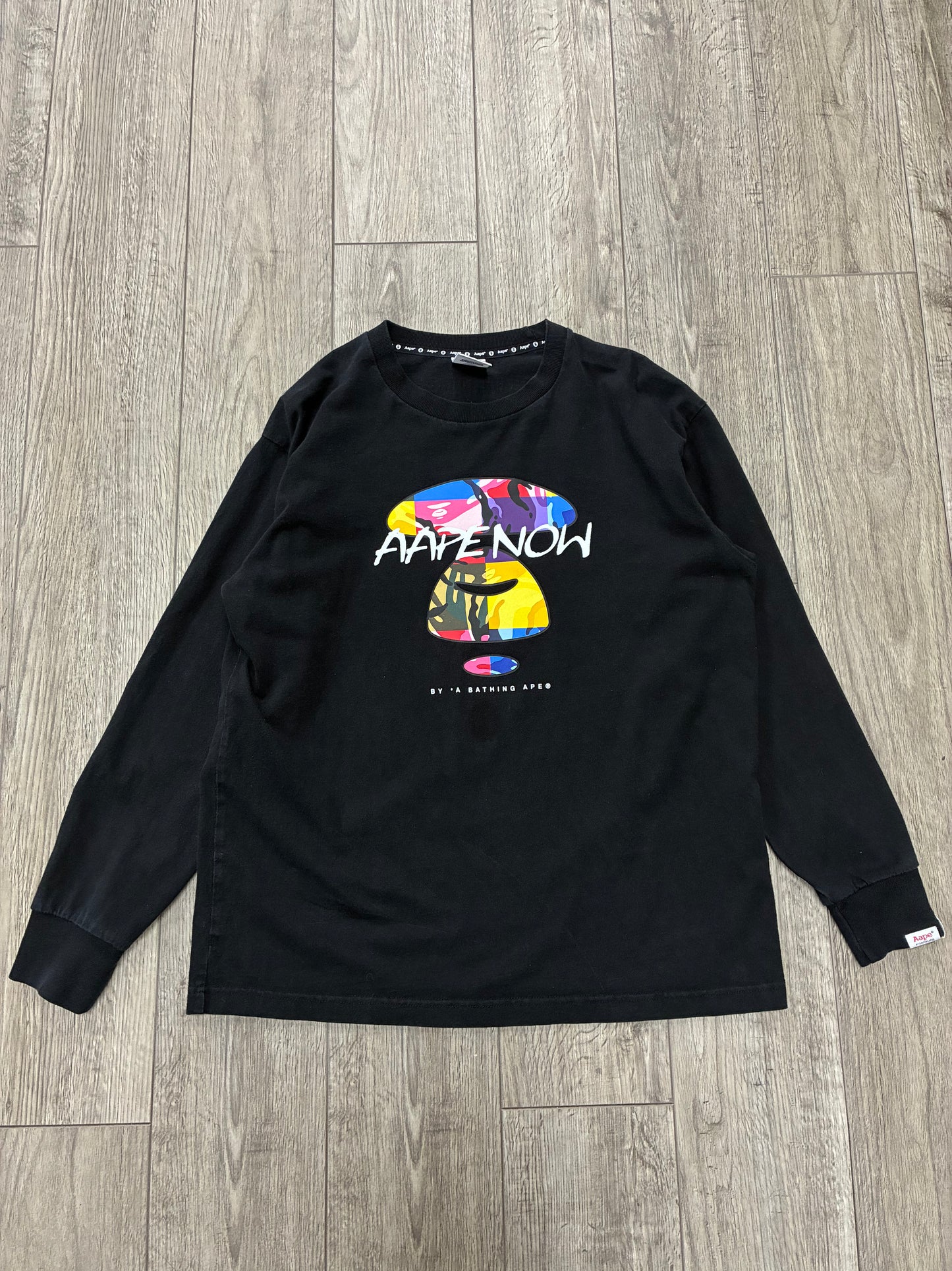 S - AAPE By A Bathing Ape Black Long Sleeve Shirt