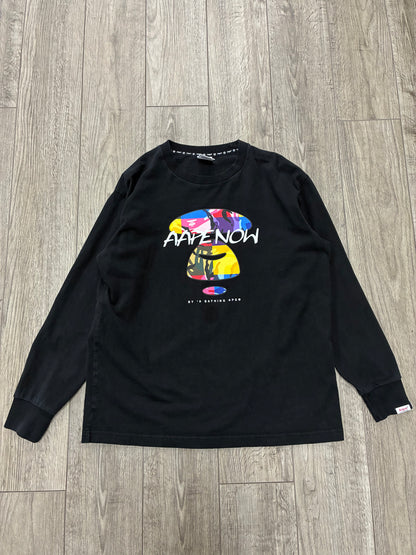 S - AAPE By A Bathing Ape Black Long Sleeve Shirt