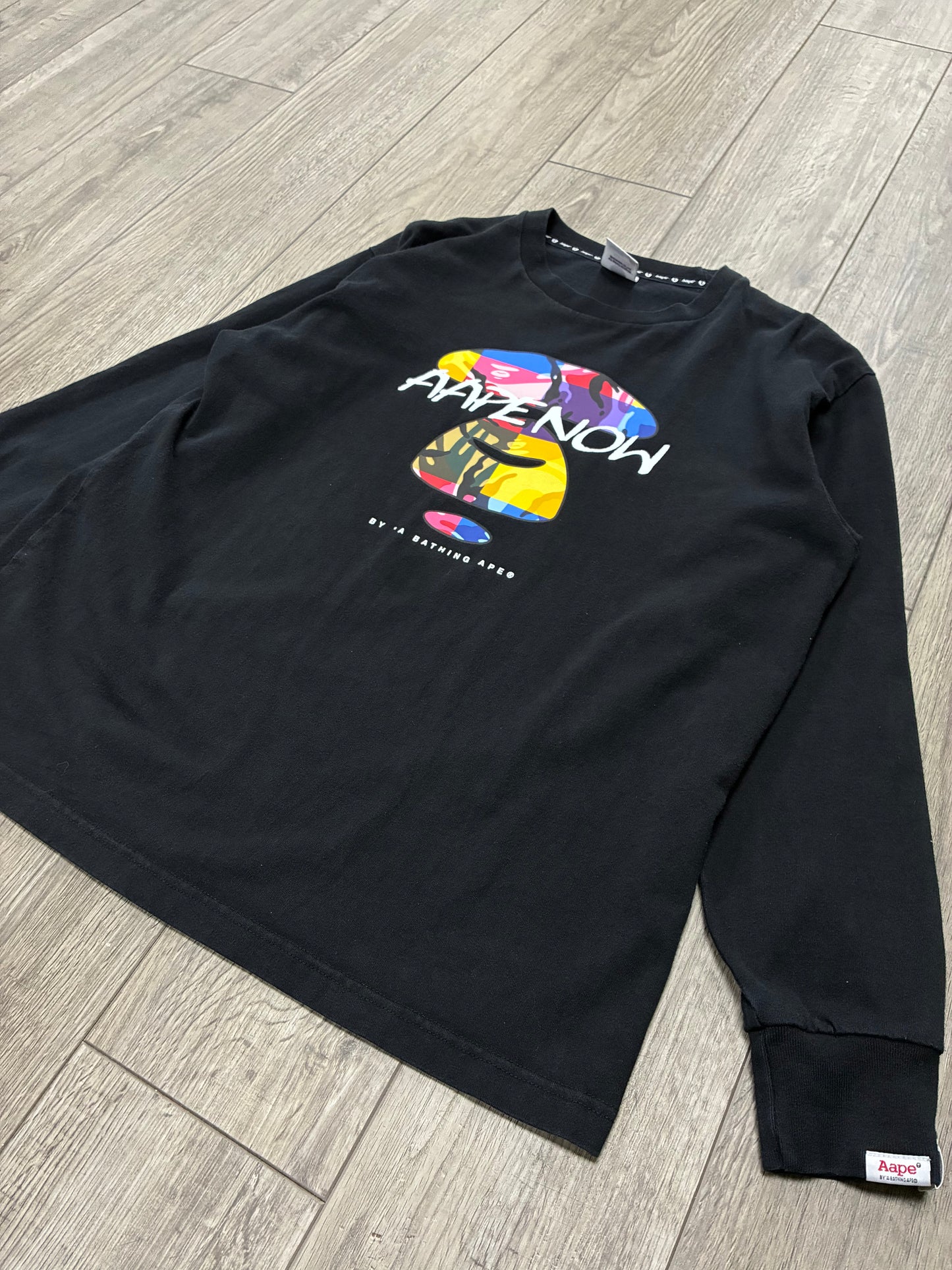 S - AAPE By A Bathing Ape Black Long Sleeve Shirt