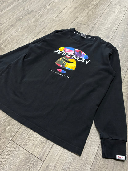 S - AAPE By A Bathing Ape Black Long Sleeve Shirt