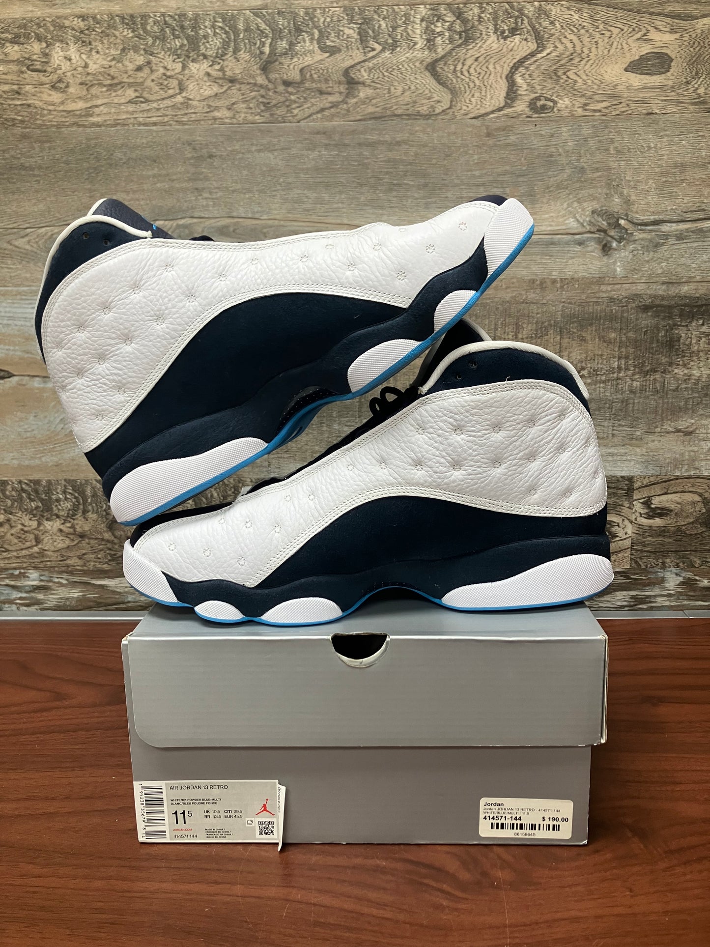 Jordan 13 Retro Obsidian Powder Blue White 11.5