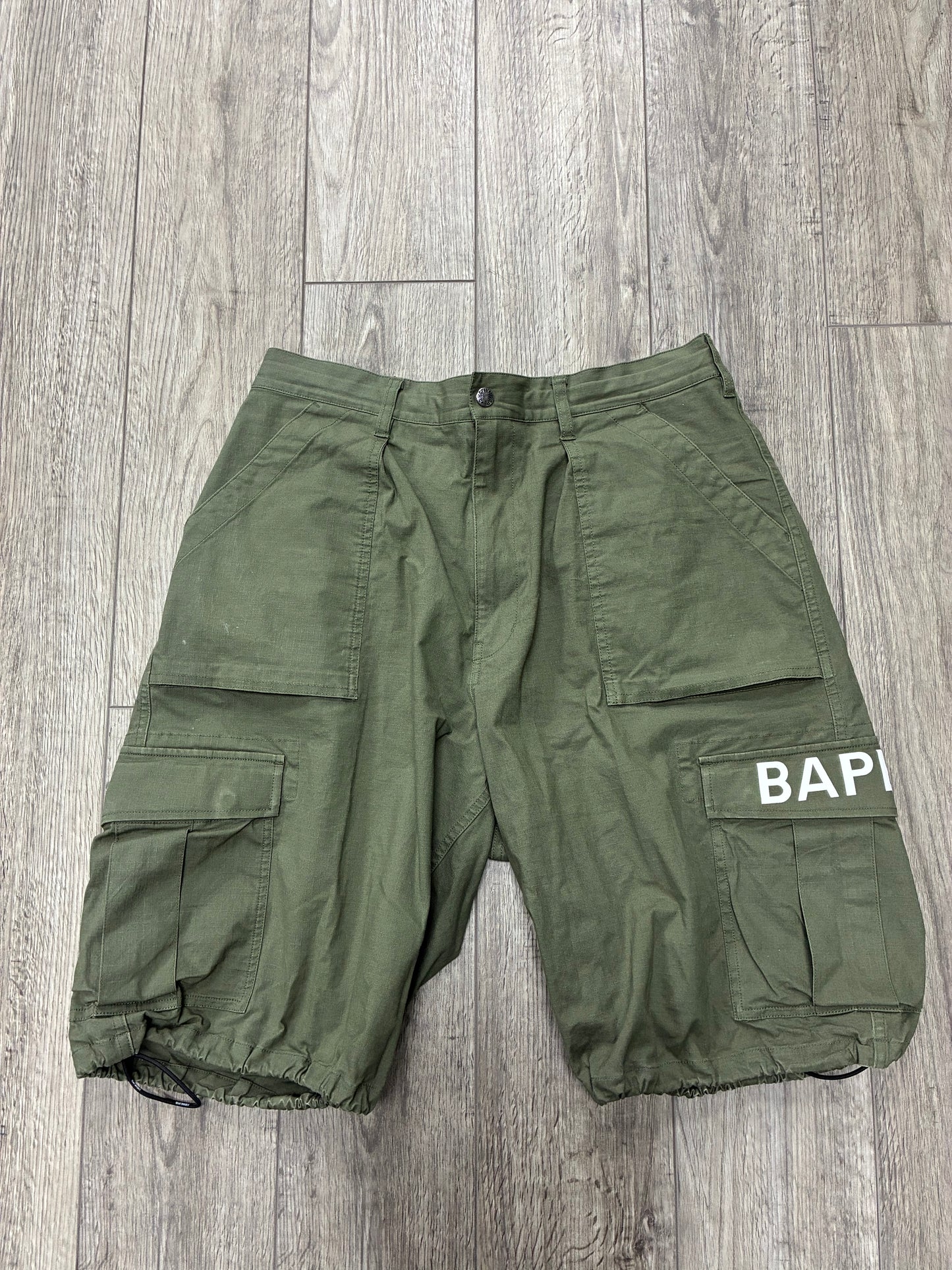 L - Bape 6 Pocket Wide Fit Dark Green Cargo Shorts