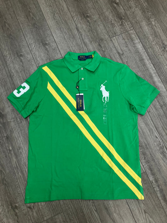 L-Ralph Lauren Lime Green striped Polo