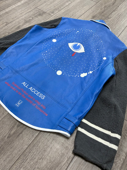 2/M - Undercover Blue Spiritual Noise Hybrid Leather Biker Jacket