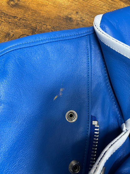 2/M - Undercover Blue Spiritual Noise Hybrid Leather Biker Jacket