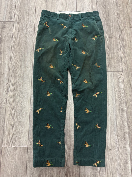 32 - Vintage Polo Ralph Lauren Green Corduroy Mallard Duck Chino Pants