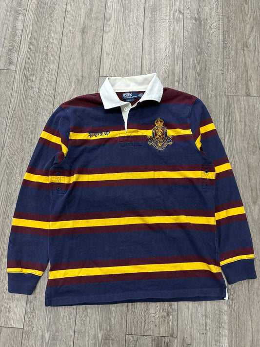 L - Polo Ralph Lauren Striped #8 Crest Rugby Long Sleeve Shirt
