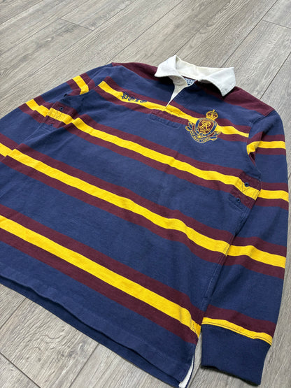 L - Polo Ralph Lauren Striped #8 Crest Rugby Long Sleeve Shirt