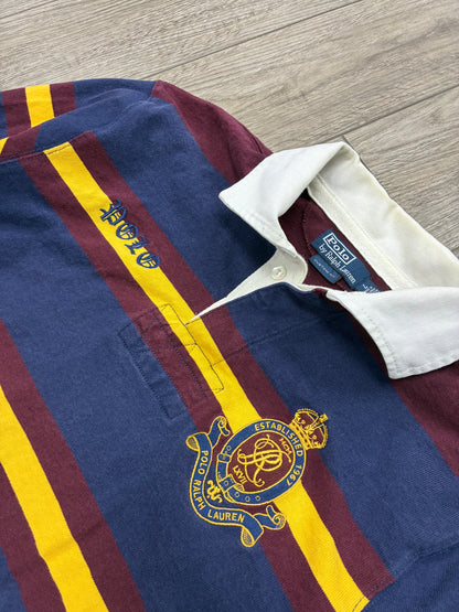 L - Polo Ralph Lauren Striped #8 Crest Rugby Long Sleeve Shirt