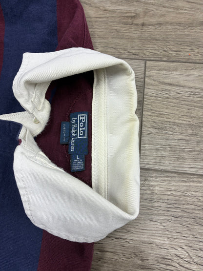L - Polo Ralph Lauren Striped #8 Crest Rugby Long Sleeve Shirt