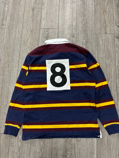 L - Polo Ralph Lauren Striped #8 Crest Rugby Long Sleeve Shirt