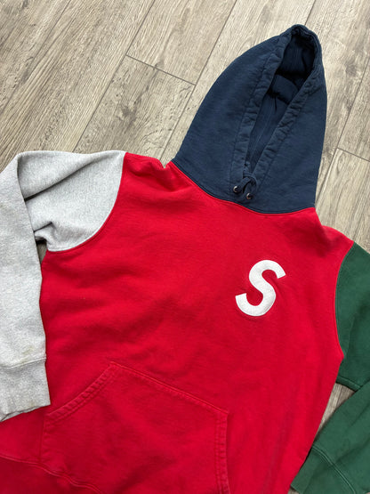 M - Supreme S Logo Colorblocked hooded Sweatshirt