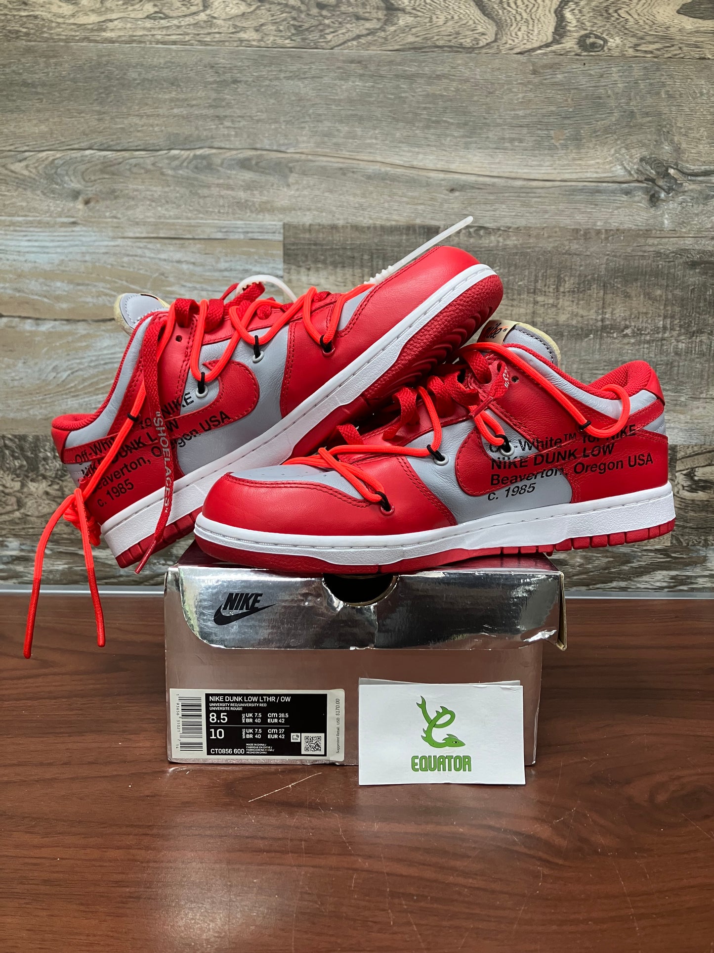 Nike Dunk Low Off-White University Red Size 8.5