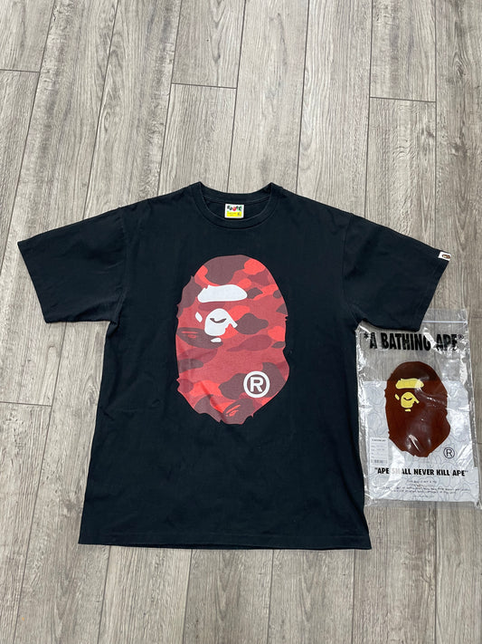 XL-Bape Red Camo Ape Head black Tee