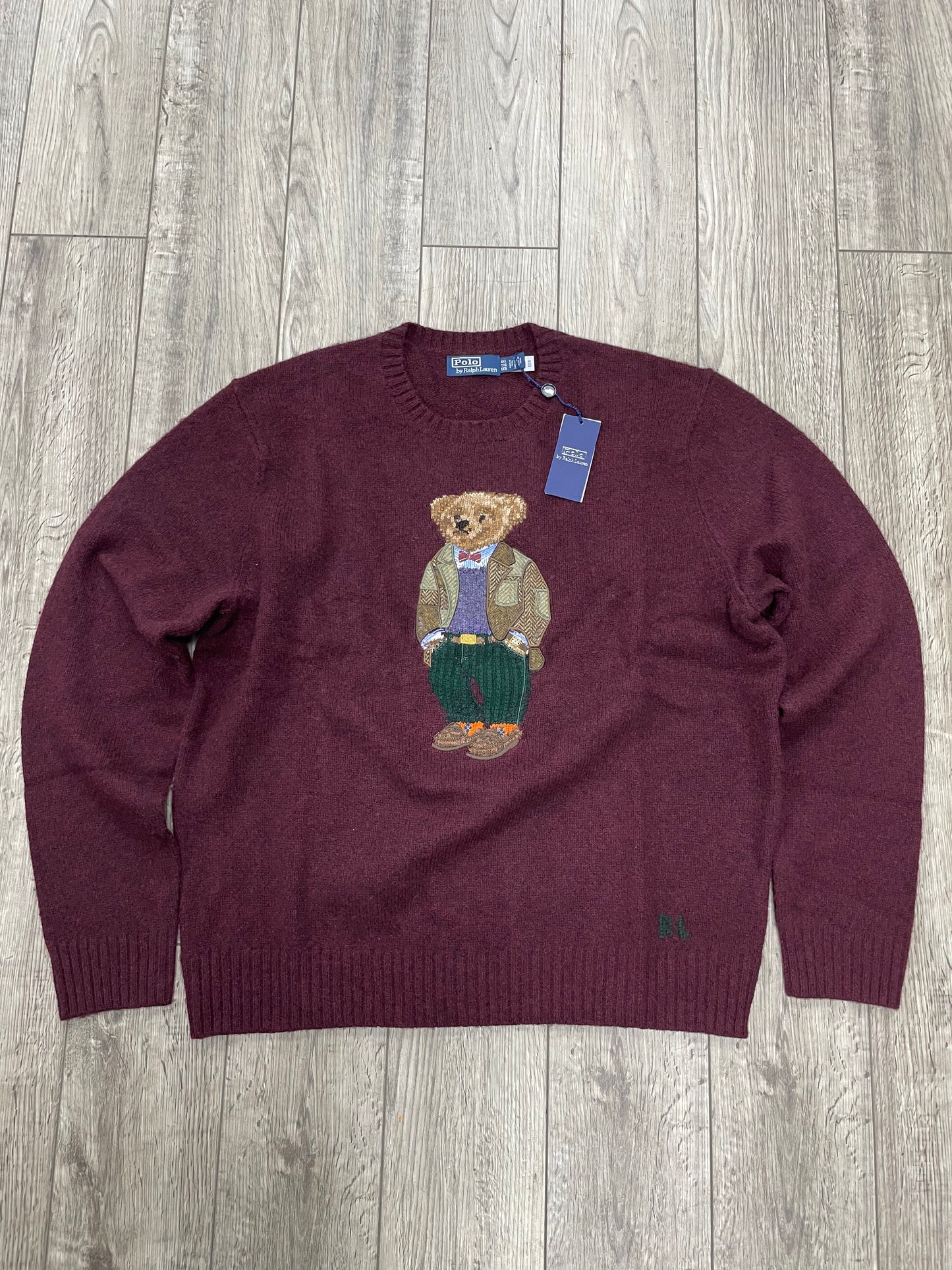 XXL-Polo Ralph Lauren Wool/Cashmere Burgundy Bear Sweater