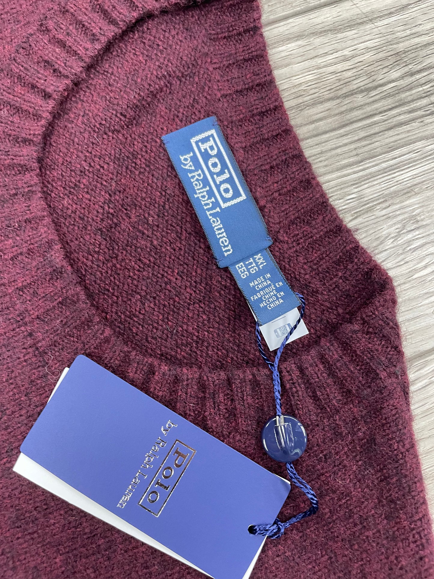 XXL-Polo Ralph Lauren Wool/Cashmere Burgundy Bear Sweater