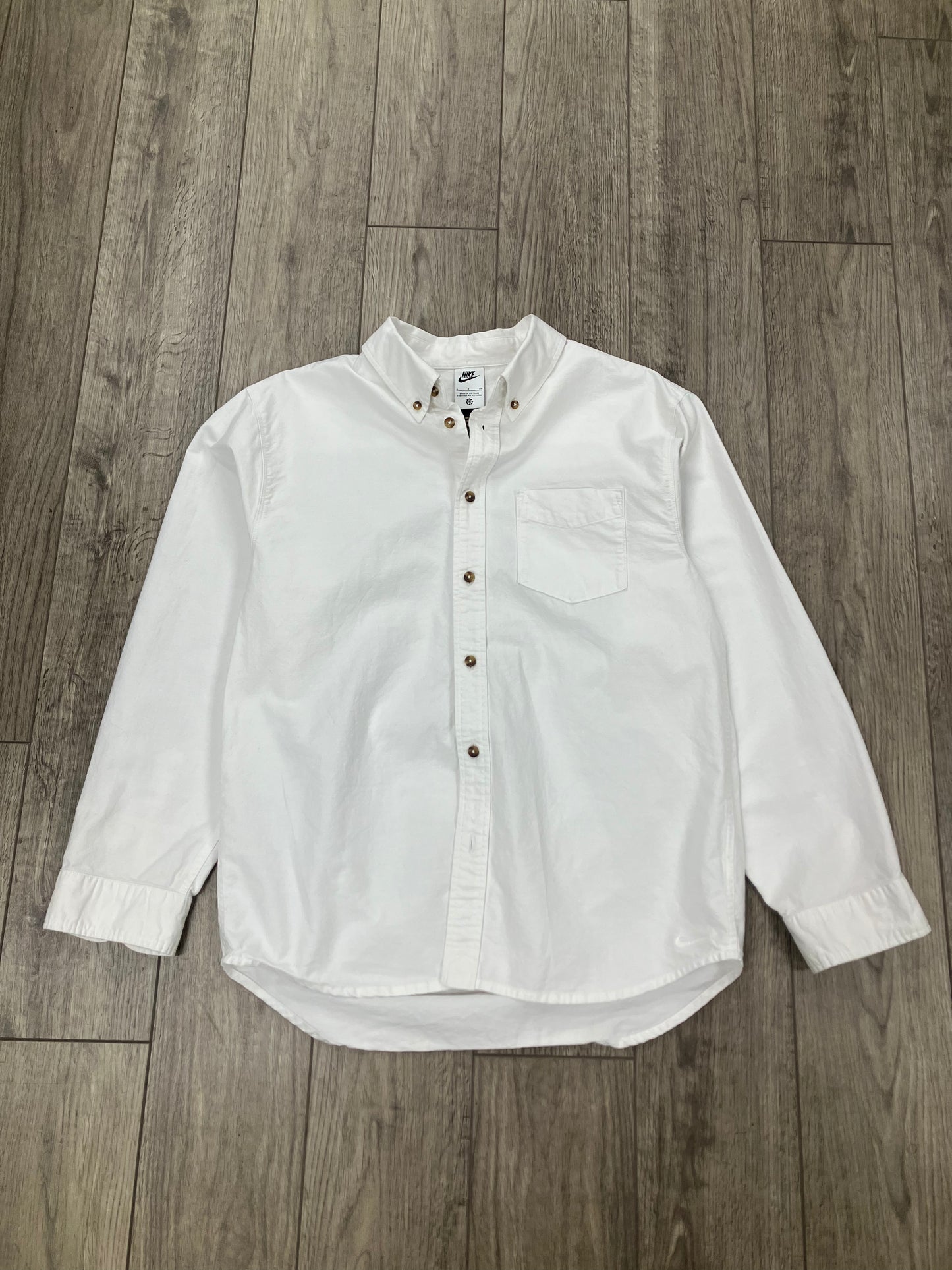 S-Nike White Cotton Button Up