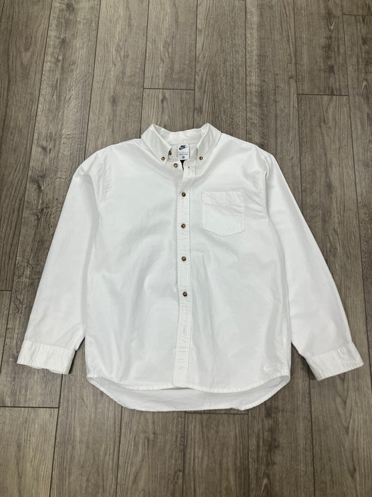 S-Nike White Cotton Button Up