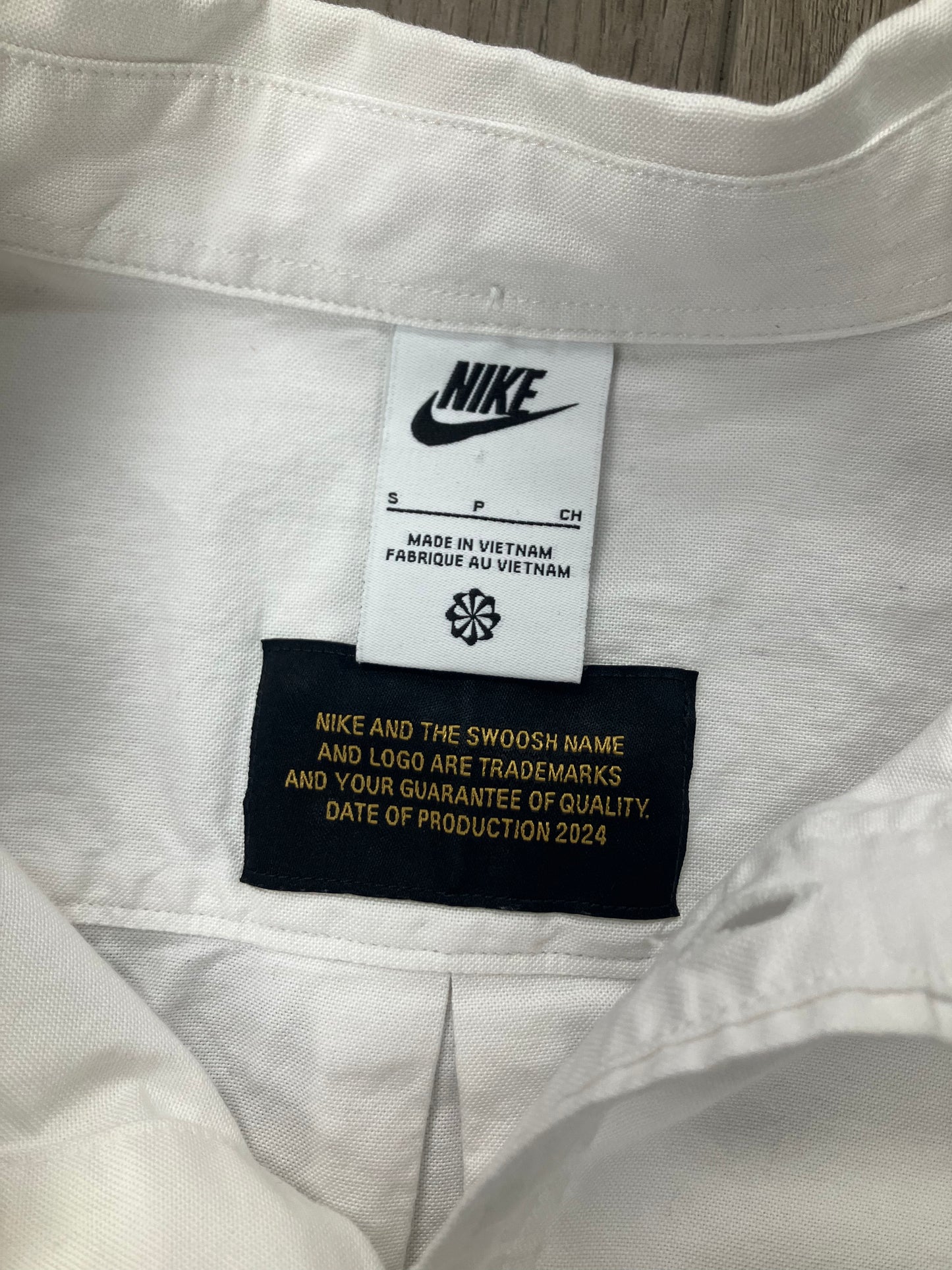 S-Nike White Cotton Button Up