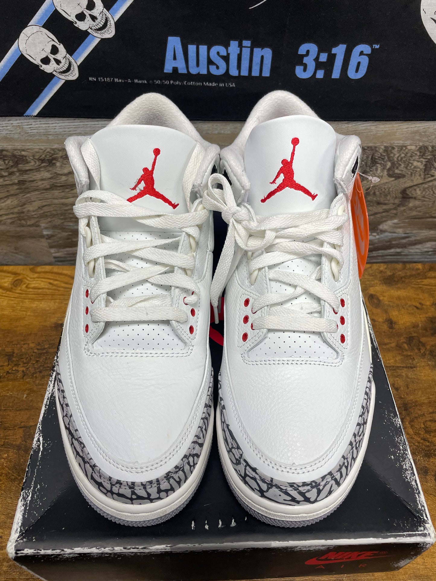 9.5-Jordan 3 Retro White Cement Reimagined