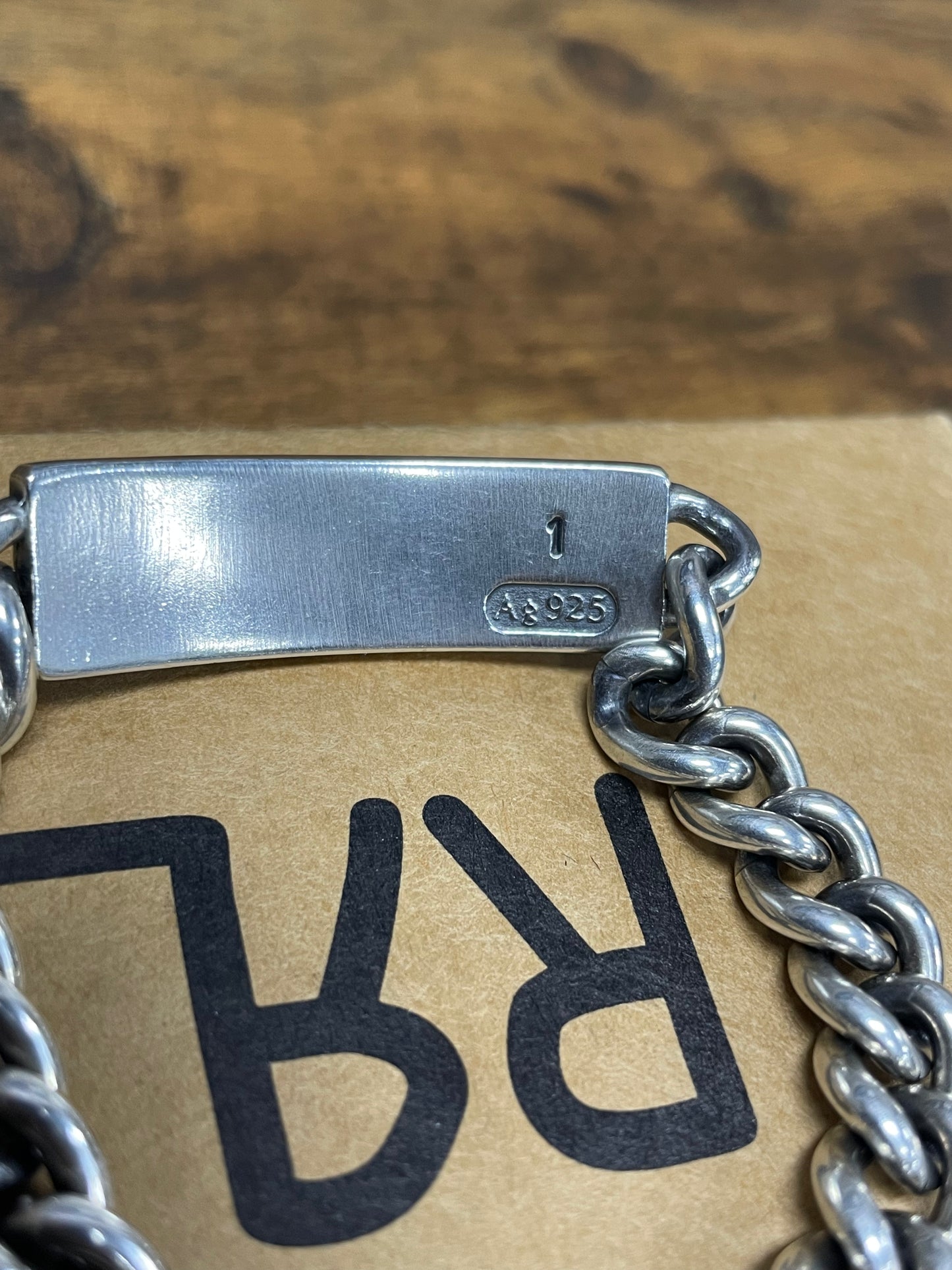 RRL by Ralph Lauren sterling silver ID bracelet