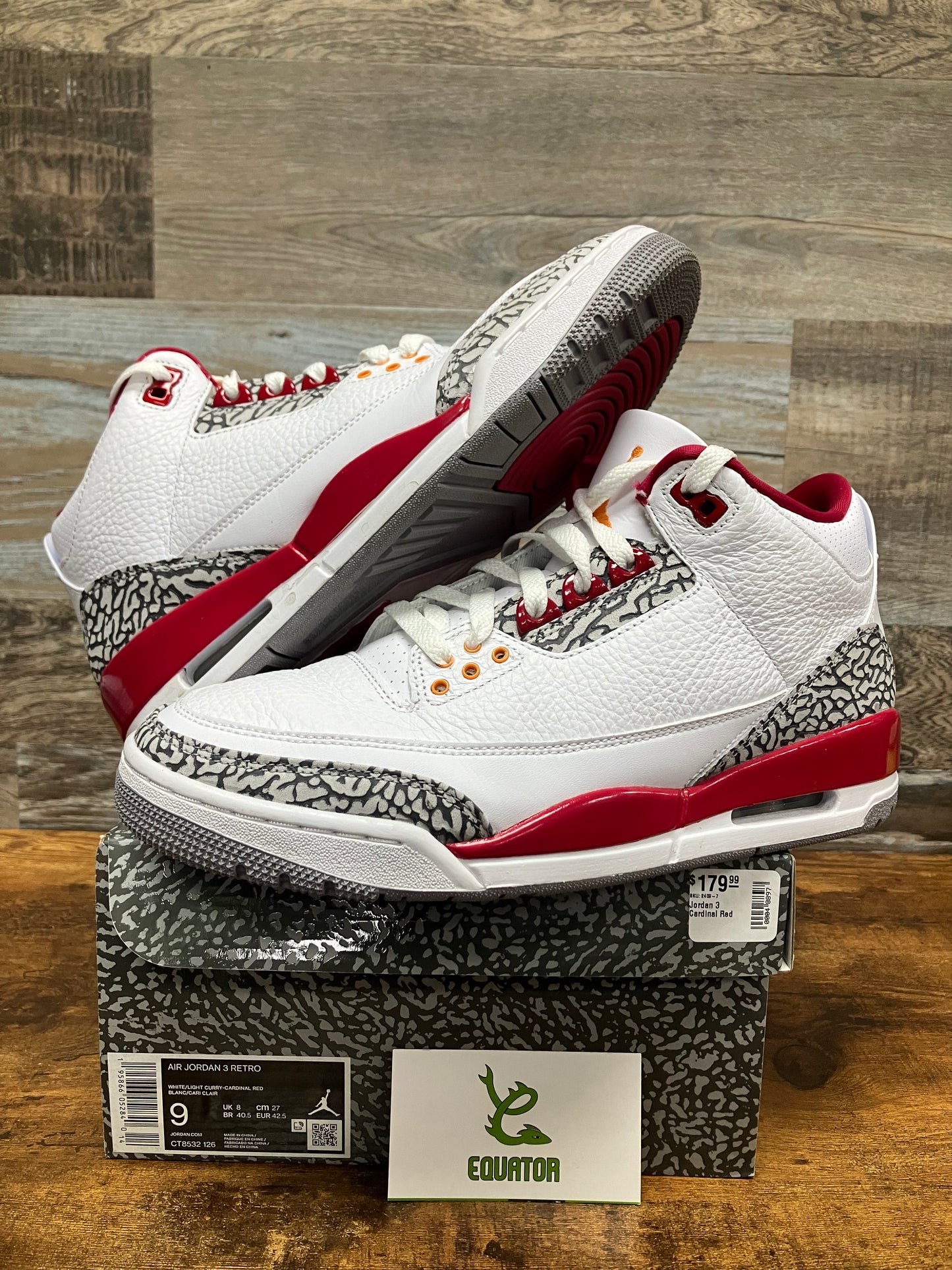 Jordan 3 Retro Cardinal Red Size  9